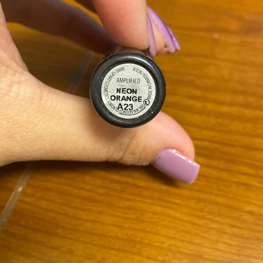 Mac cosmetics neon orange lipstick